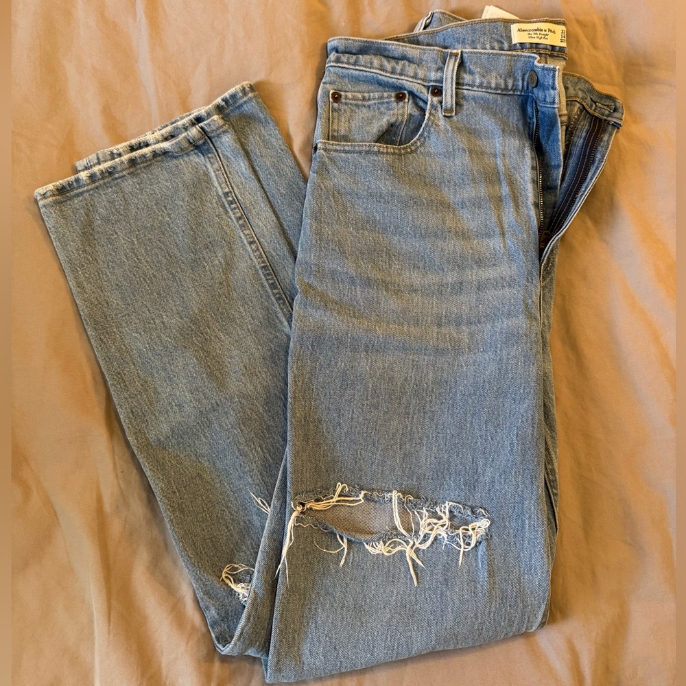 Abercrombie 90s straight ultra high rise jeans -Long